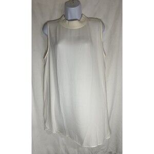 LOFT White Mock Neck Sleeveless Blouse - Size XL - Zipper Back
